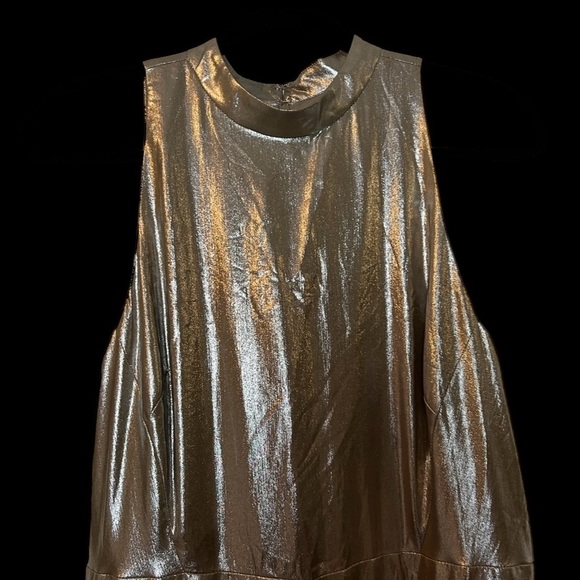 Ann Taylor Metallic Silver Halter Midi Dress - Picture 7 of 15